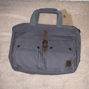 VEEGUL 17 INCH MULTIFUNCTIONAL CANVAS LAPTOP MESSENGER SHOULDER BAG - GREY
